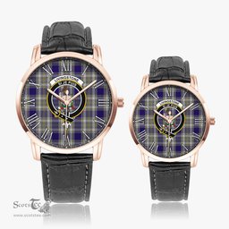 Scottish Livingston Dress Family Crest Quartz Watch With Leather Strap - Tartan Watch Instafamous Quartz Leather Strap Plaid Watch Scottish Plaid Tartan Plaid - ScotsTee - scotstee.com