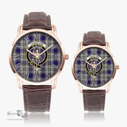 Scottish Livingston Dress Family Crest Quartz Watch With Leather Strap - Tartan Watch Instafamous Quartz Leather Strap Plaid Watch Scottish Plaid Tartan Plaid - ScotsTee - scotstee.com