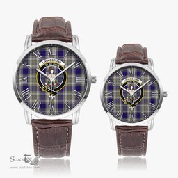 Scottish Livingston Dress Family Crest Quartz Watch With Leather Strap - Tartan Watch Instafamous Quartz Leather Strap Plaid Watch Scottish Plaid Tartan Plaid - ScotsTee - scotstee.com