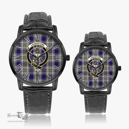 Scottish Livingston Dress Family Crest Quartz Watch With Leather Strap - Tartan Watch Instafamous Quartz Leather Strap Plaid Watch Scottish Plaid Tartan Plaid - ScotsTee - scotstee.com