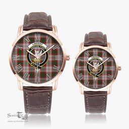 Scottish Lindsay Dress Red Family Crest Quartz Watch With Leather Strap - Tartan Watch Instafamous Quartz Leather Strap Plaid Watch Scottish Plaid Tartan Plaid - ScotsTee - scotstee.com