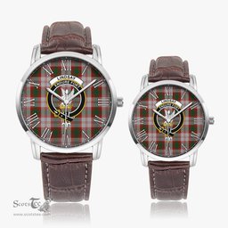 Scottish Lindsay Dress Red Family Crest Quartz Watch With Leather Strap - Tartan Watch Instafamous Quartz Leather Strap Plaid Watch Scottish Plaid Tartan Plaid - ScotsTee - scotstee.com