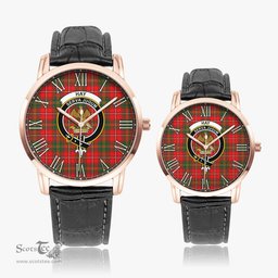 Scottish Hay Modern Family Crest Quartz Watch With Leather Strap - Tartan Watch Instafamous Quartz Leather Strap Plaid Watch Scottish Plaid Tartan Plaid - ScotsTee - scotstee.com