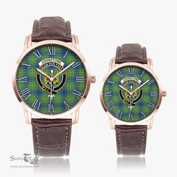 Scottish Johnstone Ancient Family Crest Quartz Watch With Leather Strap - Tartan Watch Instafamous Quartz Leather Strap Plaid Watch Scottish Plaid Tartan Plaid - ScotsTee - scotstee.com