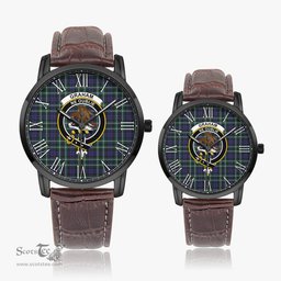 Scottish Graham of Montrose Modern Family Crest Quartz Watch With Leather Strap - Tartan Watch Instafamous Quartz Leather Strap Plaid Watch Scottish Plaid Tartan Plaid - ScotsTee - scotstee.com