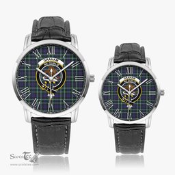Scottish Graham of Montrose Modern Family Crest Quartz Watch With Leather Strap - Tartan Watch Instafamous Quartz Leather Strap Plaid Watch Scottish Plaid Tartan Plaid - ScotsTee - scotstee.com