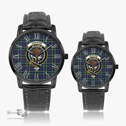 Scottish Graham of Montrose Modern Family Crest Quartz Watch With Leather Strap - Tartan Watch Instafamous Quartz Leather Strap Plaid Watch Scottish Plaid Tartan Plaid - ScotsTee - scotstee.com
