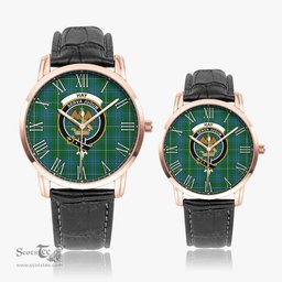 Scottish Hay Hunting Family Crest Quartz Watch With Leather Strap - Tartan Watch Instafamous Quartz Leather Strap Plaid Watch Scottish Plaid Tartan Plaid - ScotsTee - scotstee.com