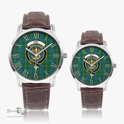 Scottish Hay Hunting Family Crest Quartz Watch With Leather Strap - Tartan Watch Instafamous Quartz Leather Strap Plaid Watch Scottish Plaid Tartan Plaid - ScotsTee - scotstee.com