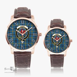 Scottish Laing Family Crest Quartz Watch With Leather Strap - Tartan Watch Instafamous Quartz Leather Strap Plaid Watch Scottish Plaid Tartan Plaid - ScotsTee - scotstee.com