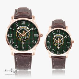 Scottish MacAlpin Family Crest Quartz Watch With Leather Strap - Tartan Watch Instafamous Quartz Leather Strap Plaid Watch Scottish Plaid Tartan Plaid - ScotsTee - scotstee.com