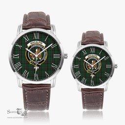 Scottish MacAlpin Family Crest Quartz Watch With Leather Strap - Tartan Watch Instafamous Quartz Leather Strap Plaid Watch Scottish Plaid Tartan Plaid - ScotsTee - scotstee.com