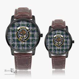 Scottish Graham Dress Family Crest Quartz Watch With Leather Strap - Tartan Watch Instafamous Quartz Leather Strap Plaid Watch Scottish Plaid Tartan Plaid - ScotsTee - scotstee.com