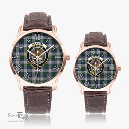 Scottish Graham Dress Family Crest Quartz Watch With Leather Strap - Tartan Watch Instafamous Quartz Leather Strap Plaid Watch Scottish Plaid Tartan Plaid - ScotsTee - scotstee.com