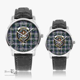 Scottish Graham Dress Family Crest Quartz Watch With Leather Strap - Tartan Watch Instafamous Quartz Leather Strap Plaid Watch Scottish Plaid Tartan Plaid - ScotsTee - scotstee.com