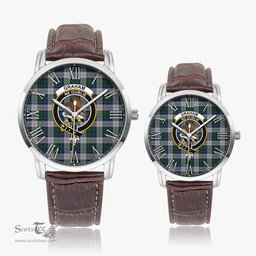 Scottish Graham Dress Family Crest Quartz Watch With Leather Strap - Tartan Watch Instafamous Quartz Leather Strap Plaid Watch Scottish Plaid Tartan Plaid - ScotsTee - scotstee.com