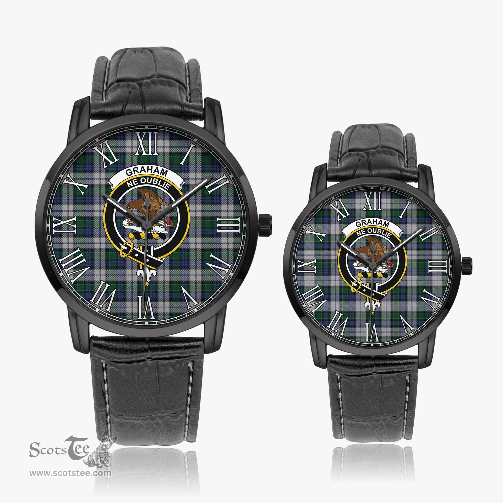 Scottish Graham Dress Family Crest Quartz Watch With Leather Strap - Tartan Watch Instafamous Quartz Leather Strap Plaid Watch Scottish Plaid Tartan Plaid - ScotsTee - scotstee.com