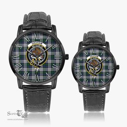 Scottish Graham Dress Family Crest Quartz Watch With Leather Strap - Tartan Watch Instafamous Quartz Leather Strap Plaid Watch Scottish Plaid Tartan Plaid - ScotsTee - scotstee.com