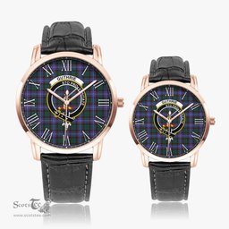 Scottish Guthrie Modern Family Crest Quartz Watch With Leather Strap - Tartan Watch Instafamous Quartz Leather Strap Plaid Watch Scottish Plaid Tartan Plaid - ScotsTee - scotstee.com