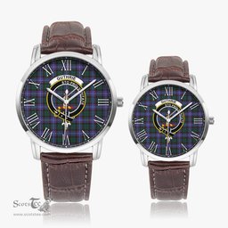 Scottish Guthrie Modern Family Crest Quartz Watch With Leather Strap - Tartan Watch Instafamous Quartz Leather Strap Plaid Watch Scottish Plaid Tartan Plaid - ScotsTee - scotstee.com