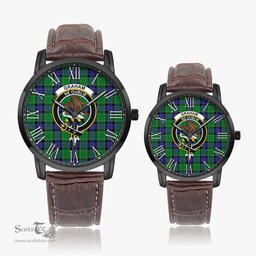 Scottish Graham of Menteith Modern Family Crest Quartz Watch With Leather Strap - Tartan Watch Instafamous Quartz Leather Strap Plaid Watch Scottish Plaid Tartan Plaid - ScotsTee - scotstee.com