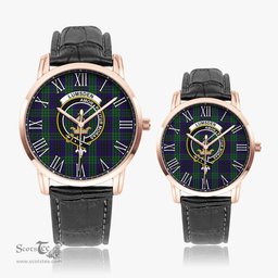 Scottish Lumsden Green Family Crest Quartz Watch With Leather Strap - Tartan Watch Instafamous Quartz Leather Strap Plaid Watch Scottish Plaid Tartan Plaid - ScotsTee - scotstee.com