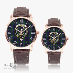 Scottish Lumsden Green Family Crest Quartz Watch With Leather Strap - Tartan Watch Instafamous Quartz Leather Strap Plaid Watch Scottish Plaid Tartan Plaid - ScotsTee - scotstee.com