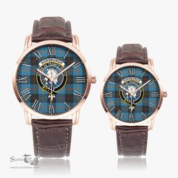 Scottish Horsburgh Family Crest Quartz Watch With Leather Strap - Tartan Watch Instafamous Quartz Leather Strap Plaid Watch Scottish Plaid Tartan Plaid - ScotsTee - scotstee.com