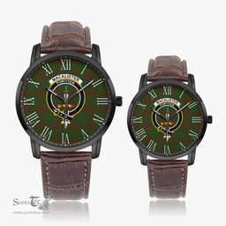 Scottish MacAlister of Glenbarr Hunting Family Crest Quartz Watch With Leather Strap - Tartan Watch Instafamous Quartz Leather Strap Plaid Watch Scottish Plaid Tartan Plaid - ScotsTee - scotstee.com