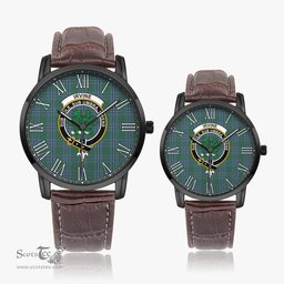 Scottish Irvine of Drum Family Crest Quartz Watch With Leather Strap - Tartan Watch Instafamous Quartz Leather Strap Plaid Watch Scottish Plaid Tartan Plaid - ScotsTee - scotstee.com