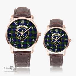 Scottish Gunn Modern Family Crest Quartz Watch With Leather Strap - Tartan Watch Instafamous Quartz Leather Strap Plaid Watch Scottish Plaid Tartan Plaid - ScotsTee - scotstee.com