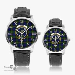 Scottish Gunn Modern Family Crest Quartz Watch With Leather Strap - Tartan Watch Instafamous Quartz Leather Strap Plaid Watch Scottish Plaid Tartan Plaid - ScotsTee - scotstee.com