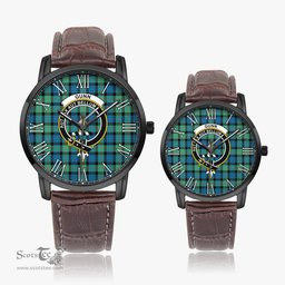 Scottish Gunn Ancient Family Crest Quartz Watch With Leather Strap - Tartan Watch Instafamous Quartz Leather Strap Plaid Watch Scottish Plaid Tartan Plaid - ScotsTee - scotstee.com