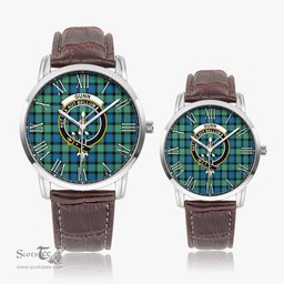 Scottish Gunn Ancient Family Crest Quartz Watch With Leather Strap - Tartan Watch Instafamous Quartz Leather Strap Plaid Watch Scottish Plaid Tartan Plaid - ScotsTee - scotstee.com