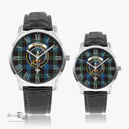 Scottish Guthrie Family Crest Quartz Watch With Leather Strap - Tartan Watch Instafamous Quartz Leather Strap Plaid Watch Scottish Plaid Tartan Plaid - ScotsTee - scotstee.com