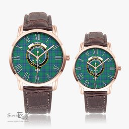 Scottish Irvine Ancient Family Crest Quartz Watch With Leather Strap - Tartan Watch Instafamous Quartz Leather Strap Plaid Watch Scottish Plaid Tartan Plaid - ScotsTee - scotstee.com