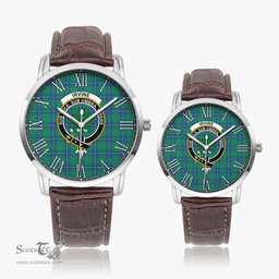 Scottish Irvine Ancient Family Crest Quartz Watch With Leather Strap - Tartan Watch Instafamous Quartz Leather Strap Plaid Watch Scottish Plaid Tartan Plaid - ScotsTee - scotstee.com
