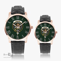 Scottish Graham Family Crest Quartz Watch With Leather Strap - Tartan Watch Instafamous Quartz Leather Strap Plaid Watch Scottish Plaid Tartan Plaid - ScotsTee - scotstee.com