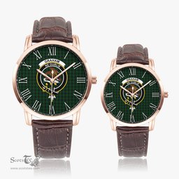Scottish Graham Family Crest Quartz Watch With Leather Strap - Tartan Watch Instafamous Quartz Leather Strap Plaid Watch Scottish Plaid Tartan Plaid - ScotsTee - scotstee.com