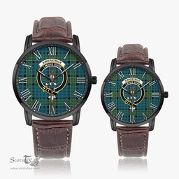 Scottish Kirkpatrick Family Crest Quartz Watch With Leather Strap - Tartan Watch Instafamous Quartz Leather Strap Plaid Watch Scottish Plaid Tartan Plaid - ScotsTee - scotstee.com