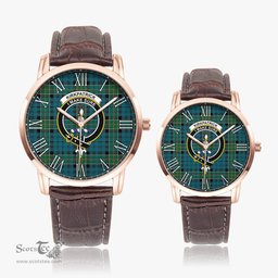 Scottish Kirkpatrick Family Crest Quartz Watch With Leather Strap - Tartan Watch Instafamous Quartz Leather Strap Plaid Watch Scottish Plaid Tartan Plaid - ScotsTee - scotstee.com