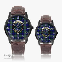 Scottish Arbuthnot Modern Family Crest Quartz Watch With Leather Strap - Tartan Watch Instafamous Quartz Leather Strap Plaid Watch Scottish Plaid Tartan Plaid - ScotsTee - scotstee.com