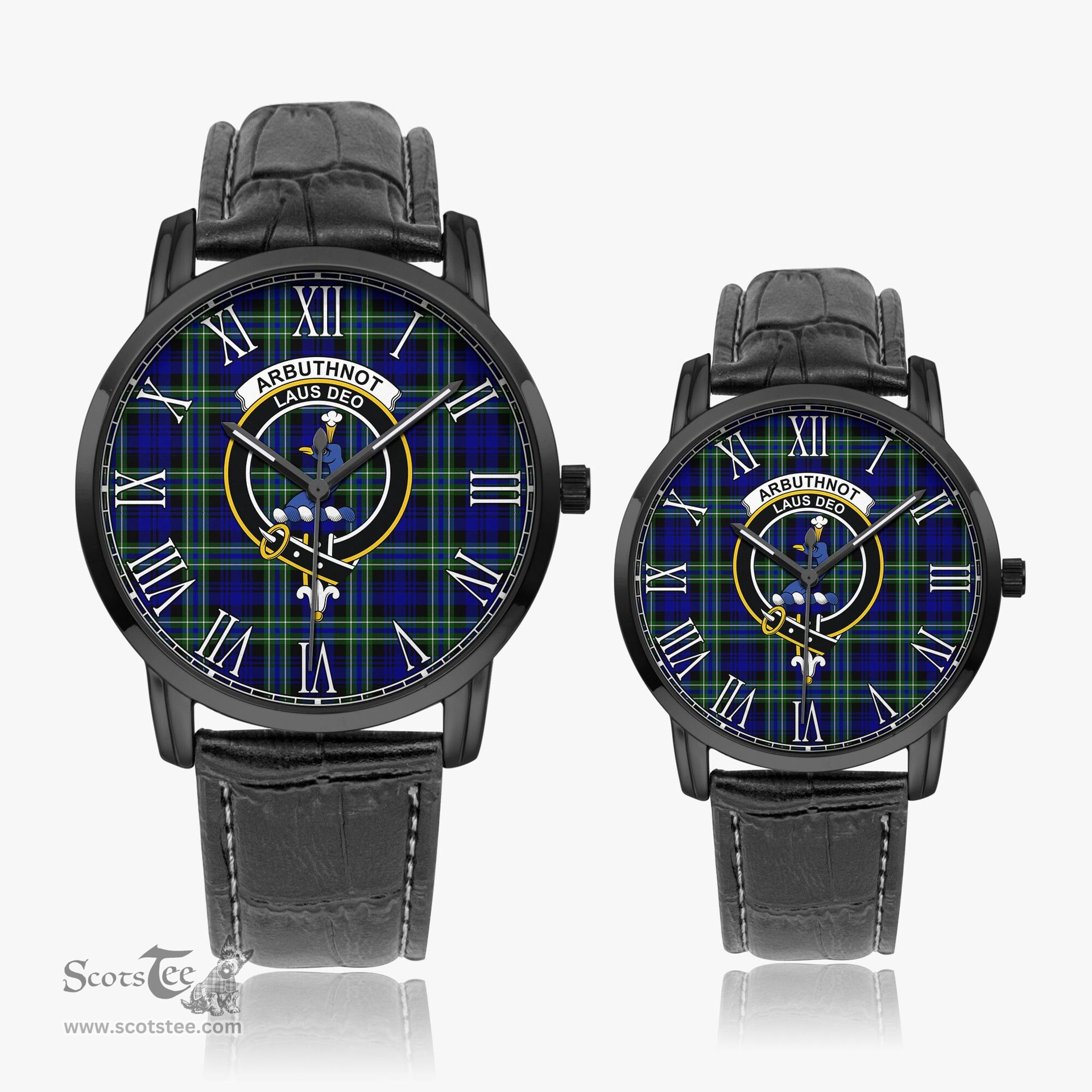Scottish Arbuthnot Modern Family Crest Quartz Watch With Leather Strap - Tartan Watch Instafamous Quartz Leather Strap Plaid Watch Scottish Plaid Tartan Plaid - ScotsTee - scotstee.com