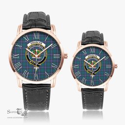Scottish Douglas Modern Family Crest Quartz Watch With Leather Strap - Tartan Watch Instafamous Quartz Leather Strap Plaid Watch Scottish Plaid Tartan Plaid - ScotsTee - scotstee.com