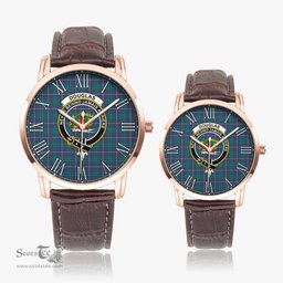 Scottish Douglas Modern Family Crest Quartz Watch With Leather Strap - Tartan Watch Instafamous Quartz Leather Strap Plaid Watch Scottish Plaid Tartan Plaid - ScotsTee - scotstee.com