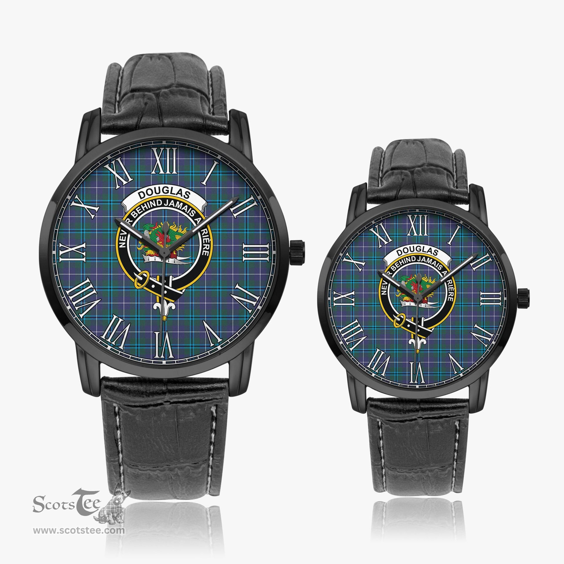 Scottish Douglas Modern Family Crest Quartz Watch With Leather Strap - Tartan Watch Instafamous Quartz Leather Strap Plaid Watch Scottish Plaid Tartan Plaid - ScotsTee - scotstee.com