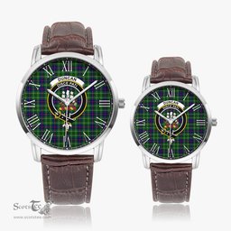 Scottish Duncan Modern Family Crest Quartz Watch With Leather Strap - Tartan Watch Instafamous Quartz Leather Strap Plaid Watch Scottish Plaid Tartan Plaid - ScotsTee - scotstee.com