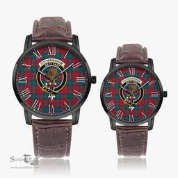 Scottish Fotheringham Modern Family Crest Quartz Watch With Leather Strap - Tartan Watch Instafamous Quartz Leather Strap Plaid Watch Scottish Plaid Tartan Plaid - ScotsTee - scotstee.com