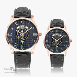 Scottish Fletcher Modern Family Crest Quartz Watch With Leather Strap - Tartan Watch Instafamous Quartz Leather Strap Plaid Watch Scottish Plaid Tartan Plaid - ScotsTee - scotstee.com