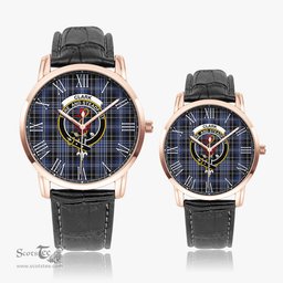 Scottish Clark Family Crest Quartz Watch With Leather Strap - Tartan Watch Instafamous Quartz Leather Strap Plaid Watch Scottish Plaid Tartan Plaid - ScotsTee - scotstee.com